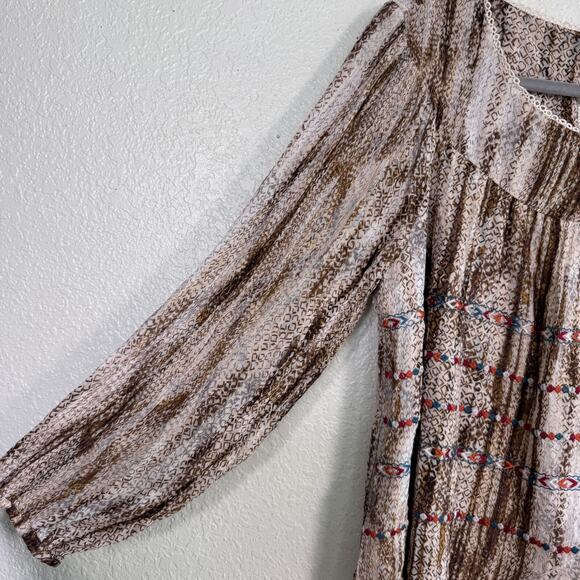 Savanna Jane Top Women Large Embroidered Southwest Boho Western Metallic Shimmer - Picture 6 of 12